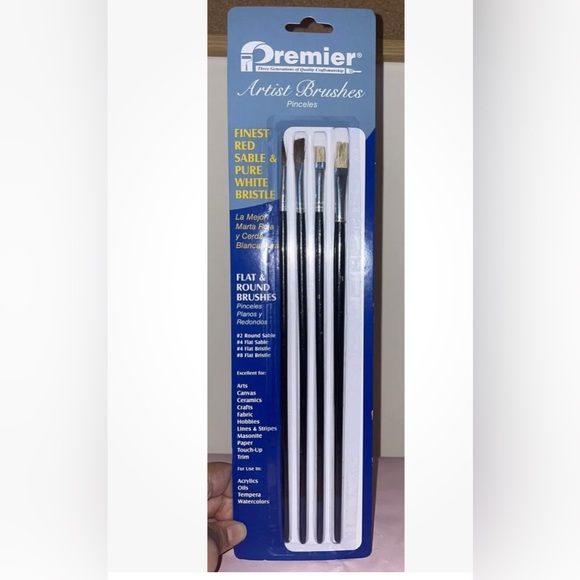 Premier Artist Brushes 4 Piece Set Finest Red Sable & Pure White Bristle NEW - Picture 6 of 8